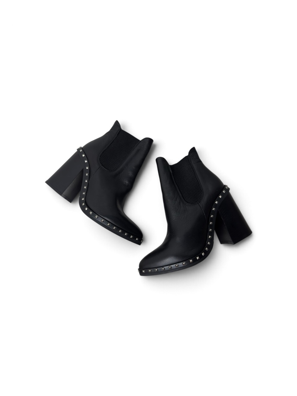 Charles David Black Studded Chelsea Block Heel Ankle Boots
